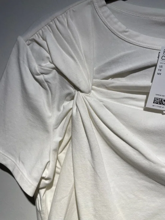 NWT Divided Women’s White Short Sleeve Tee with Shoulder Knot - Picture 4 of 6